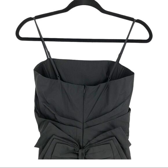 Max Azria Dress Cocktail Spaghetti Strap Bow Bustle Tea Length Black Sz 0 - Picture 7 of 13